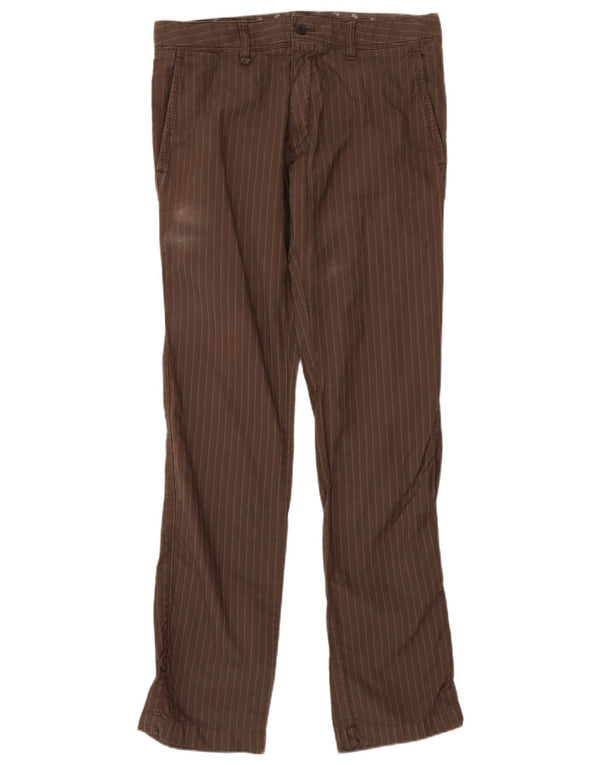 Hugo Boss Mens Straight Chino Trousers W32 L34 Brown Herringbone Cotton