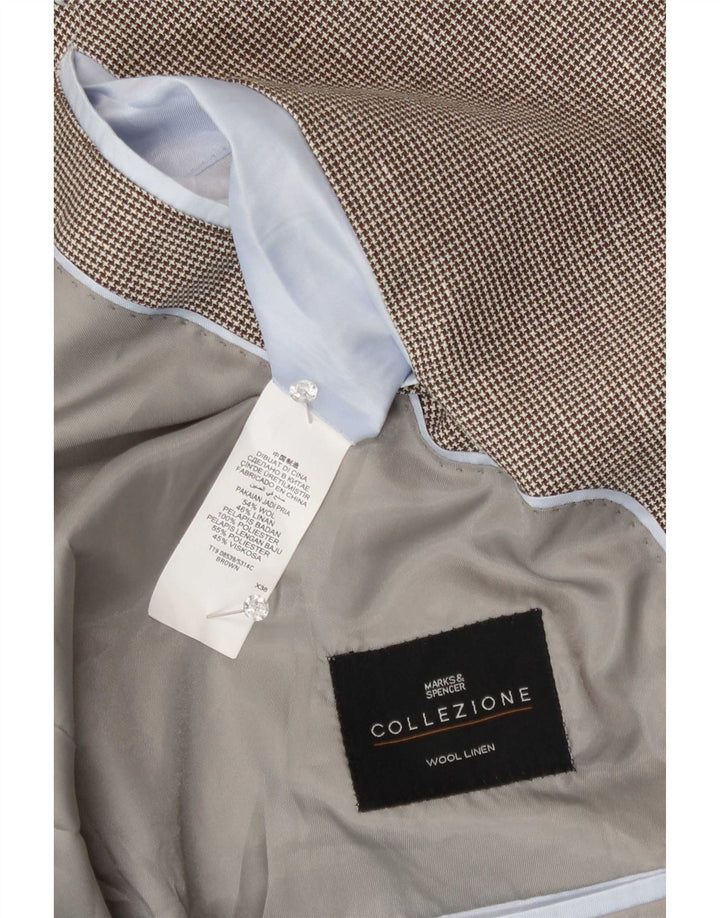 Marks & Spencer Mens 2 Button Blazer Jacket UK 48 2XL Brown Wool