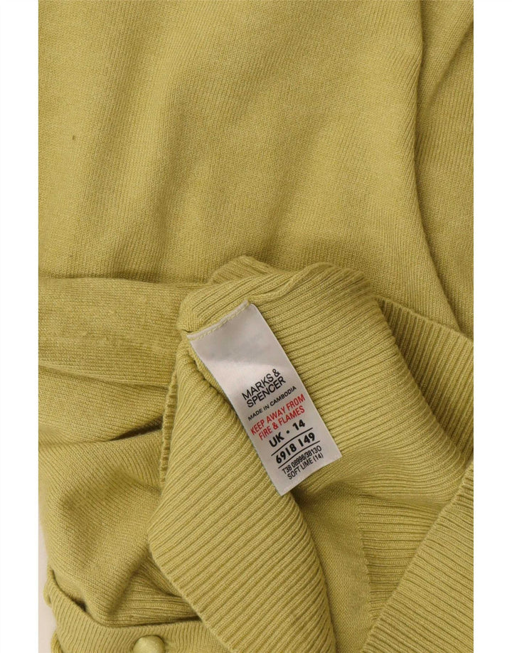 Marks & Spencer Womens 3/4 Sleeve Cardigan Sweater UK 14 Medium Green