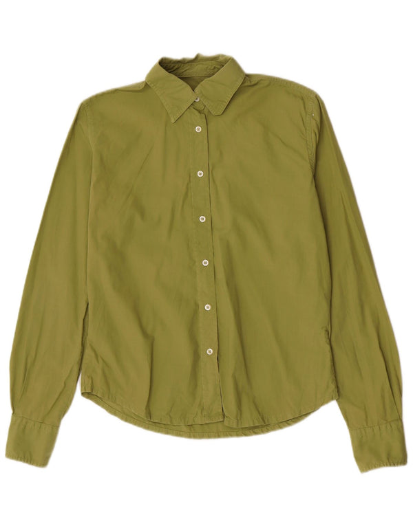 Kappa Womens Long Sleeve Regular Shirt UK 12 Medium Green Cotton