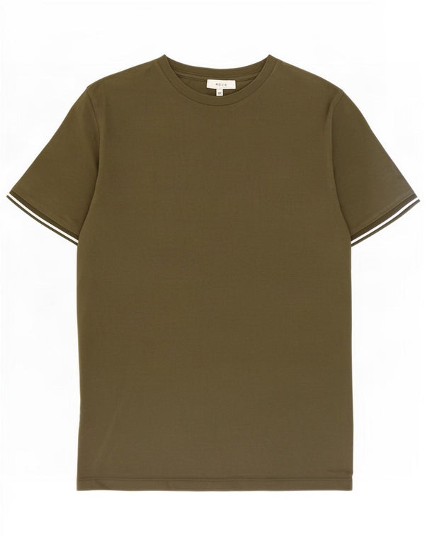 Reiss Mens T-Shirt Top XS Khaki Cotton