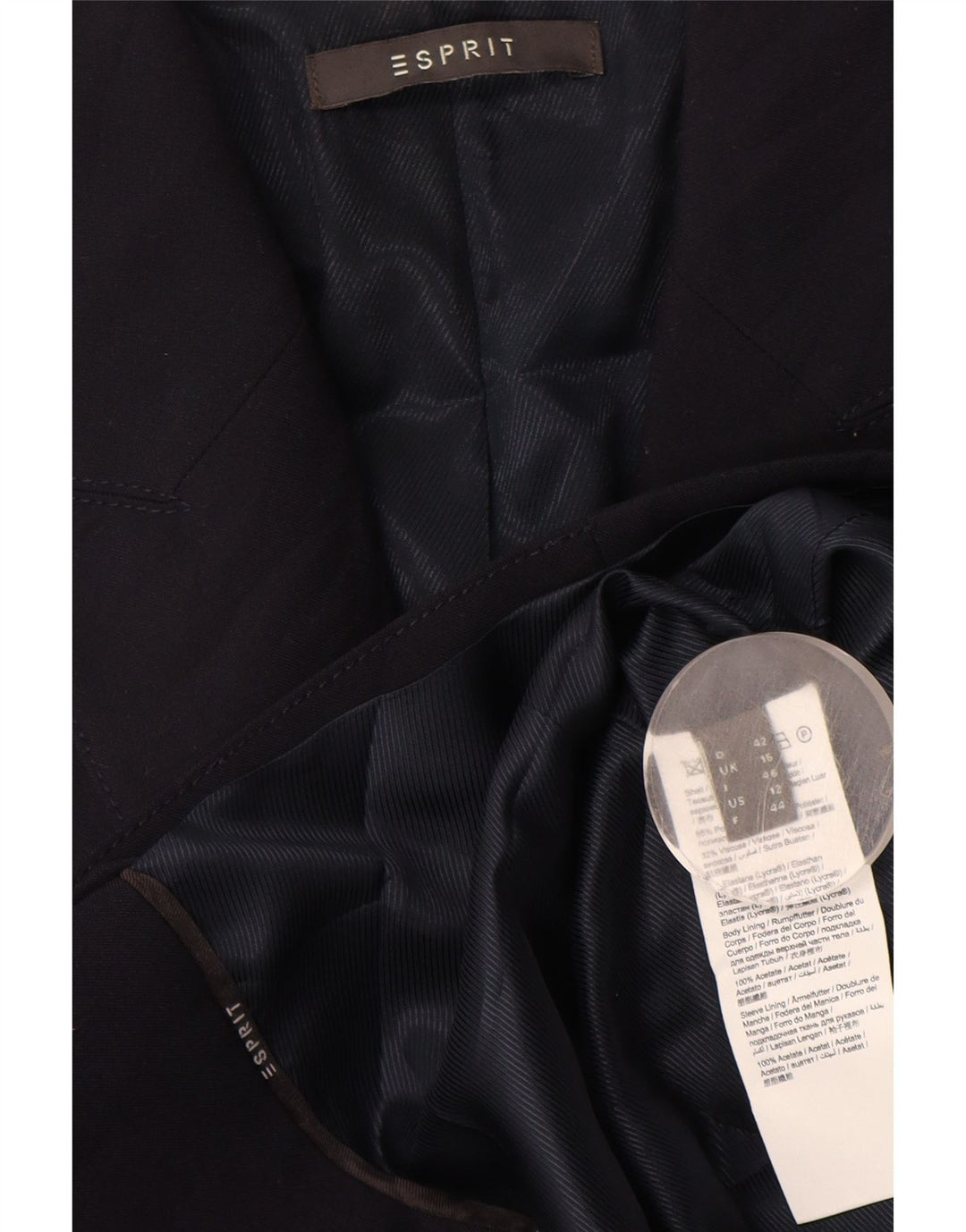 Esprit Womens 2 Button Blazer Jacket UK 16 Large Navy Blue Polyester