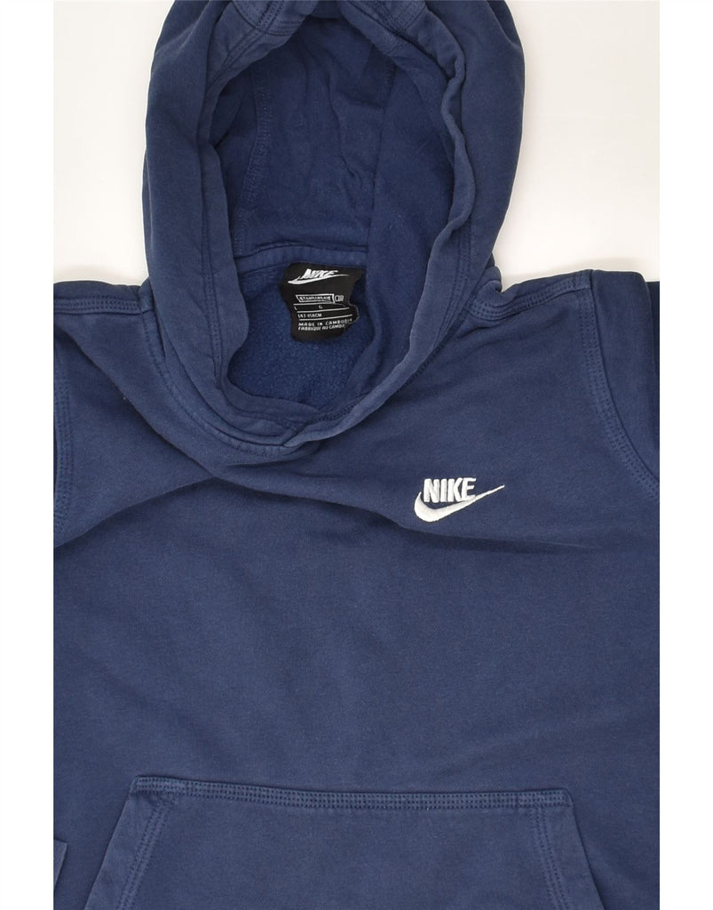 NIKE Boys Standard Fit Hoodie Jumper 12-13 Years Large Navy Blue Cotton | Vintage Nike | Thrift | Second-Hand Nike | Used Clothing | Messina Hembry 