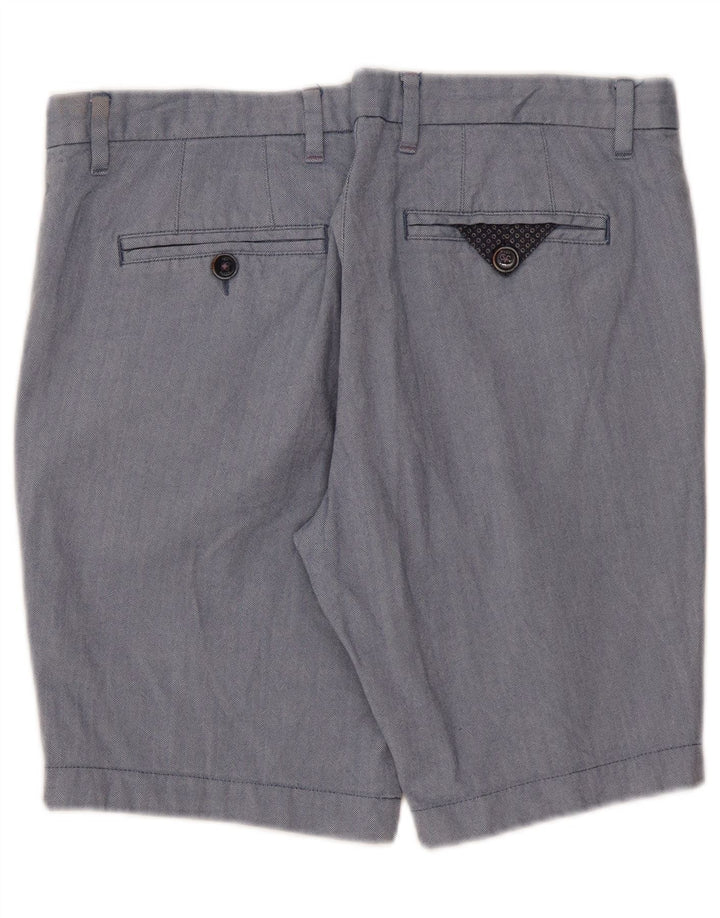 Ted Baker Mens Chino Shorts W34 Large Blue Herringbone Cotton