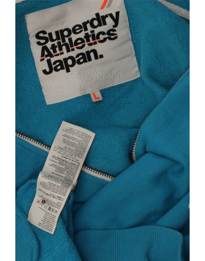 Superdry Mens Zip Hoodie Sweater Large Blue Cotton