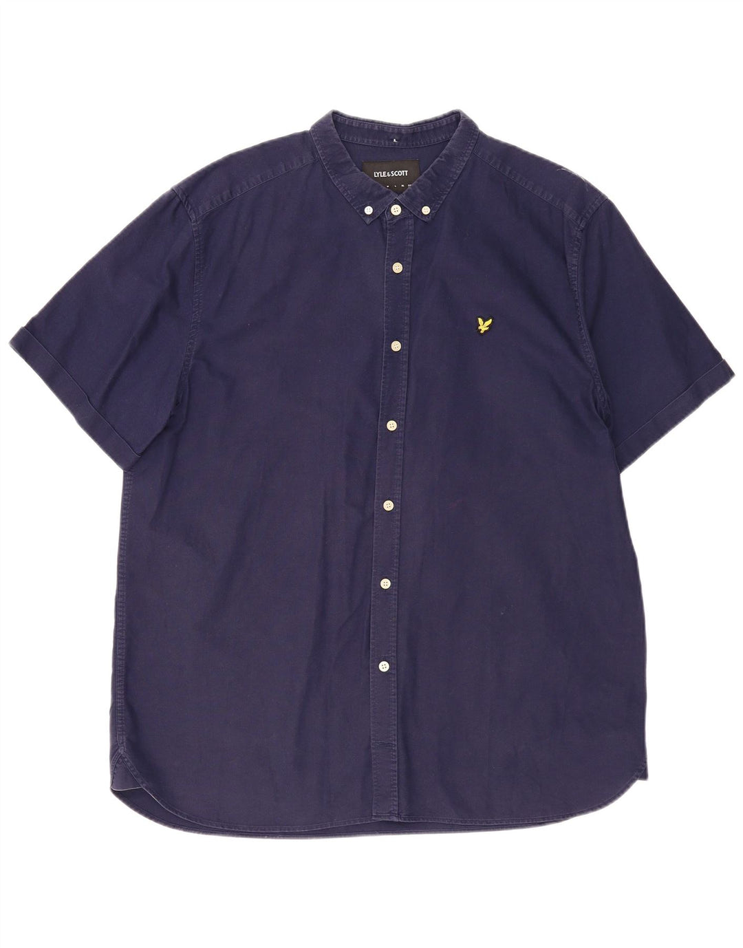 Lyle & Scott Mens Short Sleeve Shirt 2XL Navy Blue Cotton
