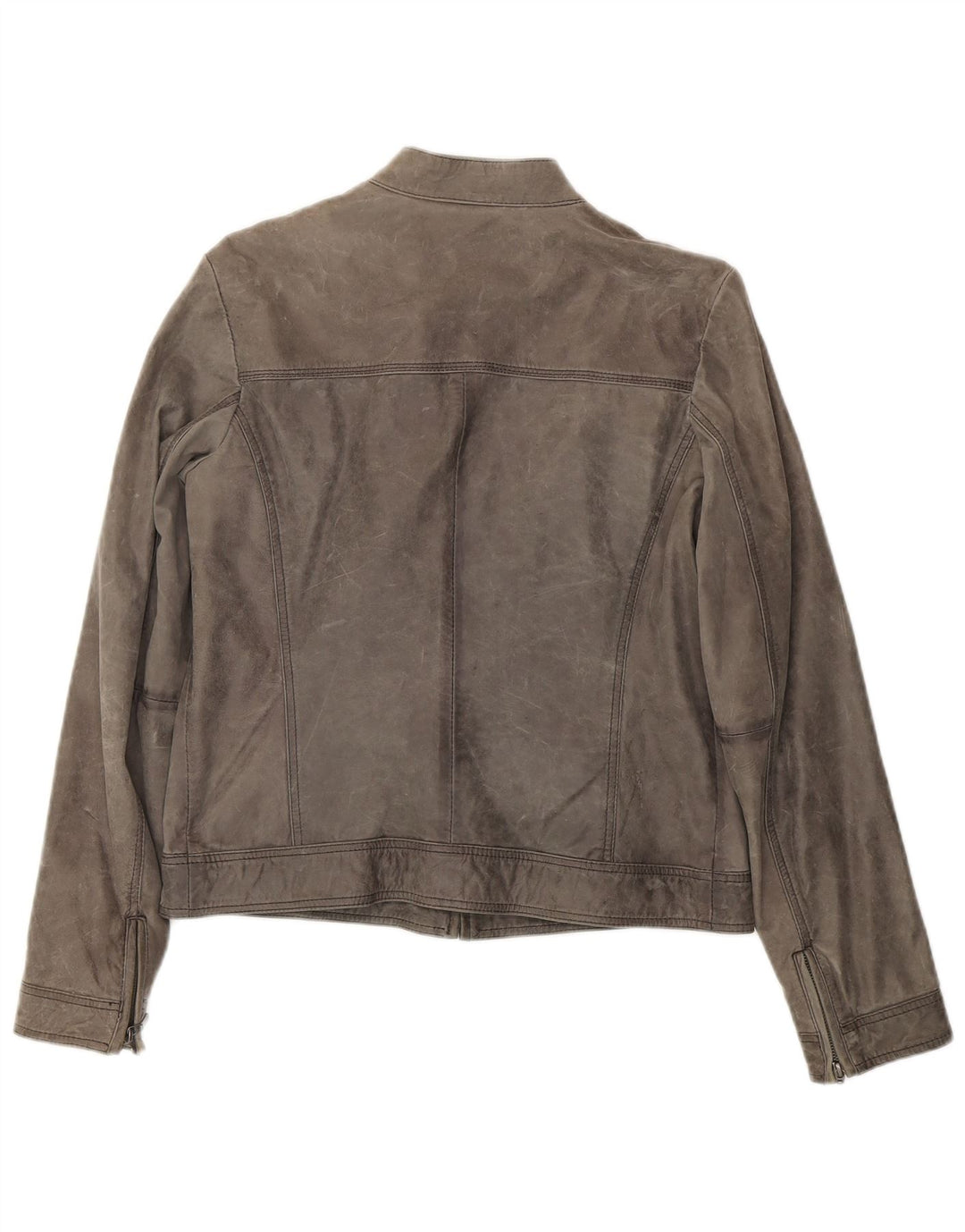 Mango Womens Suede Jacket UK 16 Large Grey Sheepskin