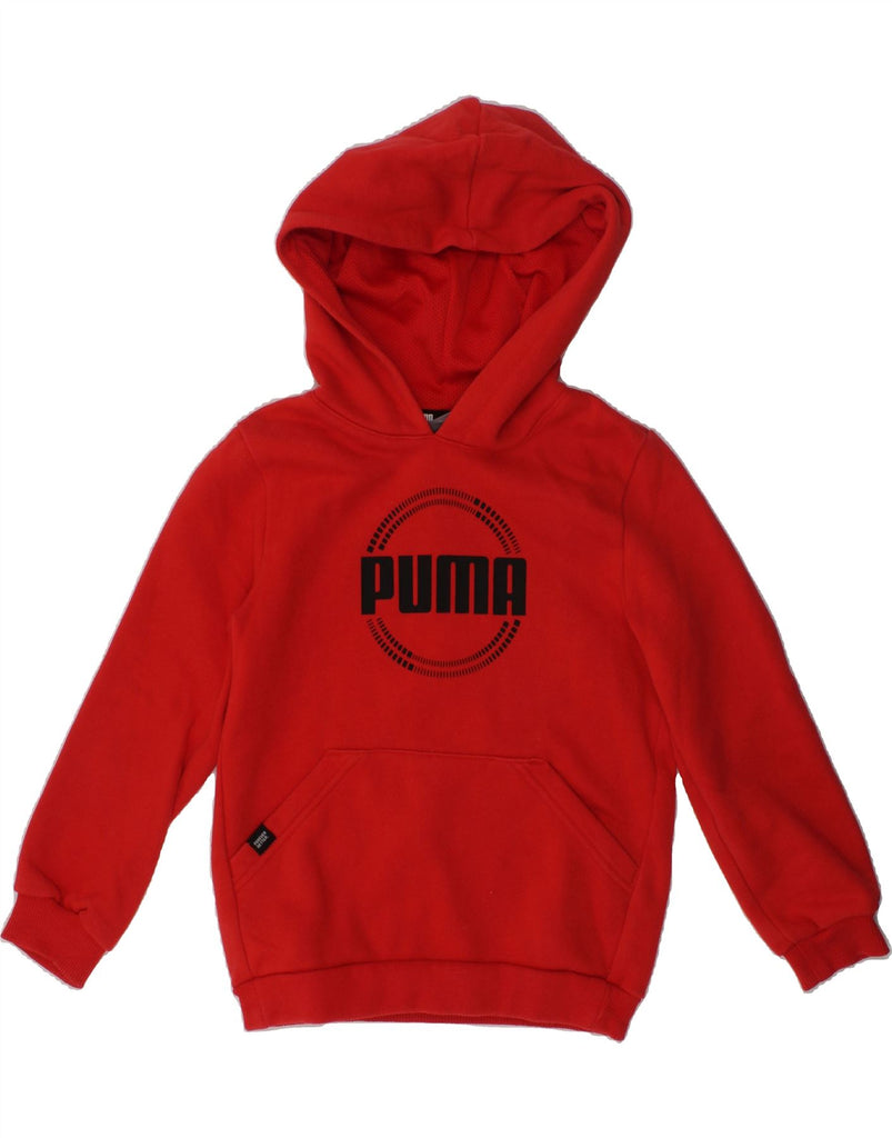 PUMA Boys Graphic Hoodie Jumper 5-6 Years Red Cotton | Vintage Puma | Thrift | Second-Hand Puma | Used Clothing | Messina Hembry 