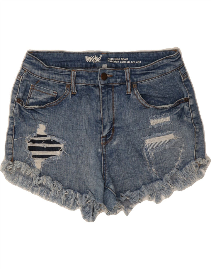 MOSSIMO Womens Distressed High Waist Denim Shorts W30 Medium Blue Vintage Mossimo and Second-Hand Mossimo from Messina Hembry 