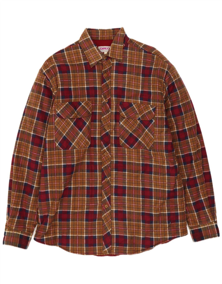 Vintage Mens Lumberjack Flannel Shirt Large Brown Check Cotton