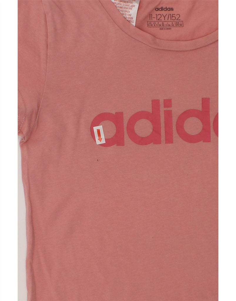 ADIDAS Girls Graphic T-Shirt Top 11-12 Years Pink Cotton | Vintage Adidas | Thrift | Second-Hand Adidas | Used Clothing | Messina Hembry 