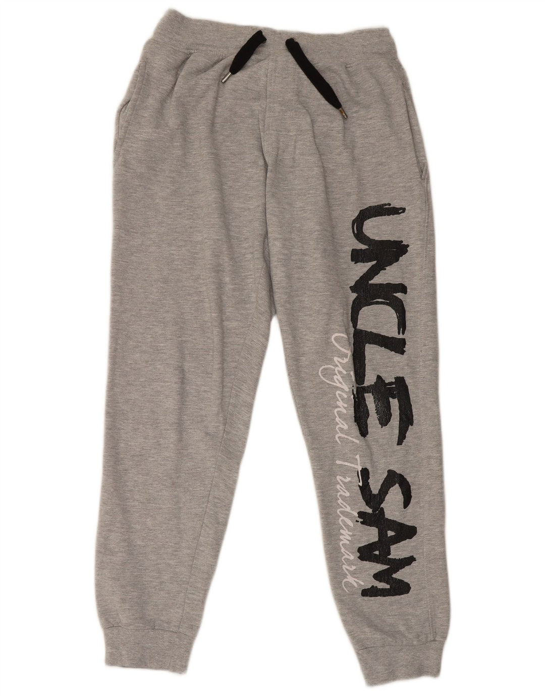 Uncle Sam Mens Graphic Tracksuit Trousers Joggers Large Grey Flecked