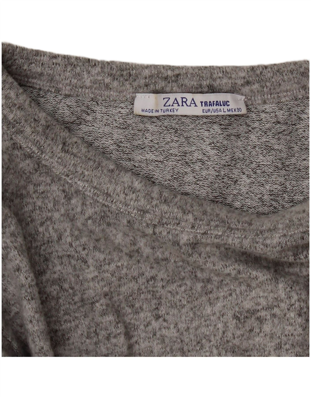 Zara Womens Crop Top Long Sleeve UK 14 Large Grey