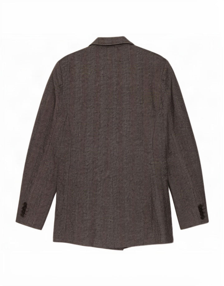 Zara Womens Double Breasted Blazer Jacket UK 12 Medium Grey Herringbone