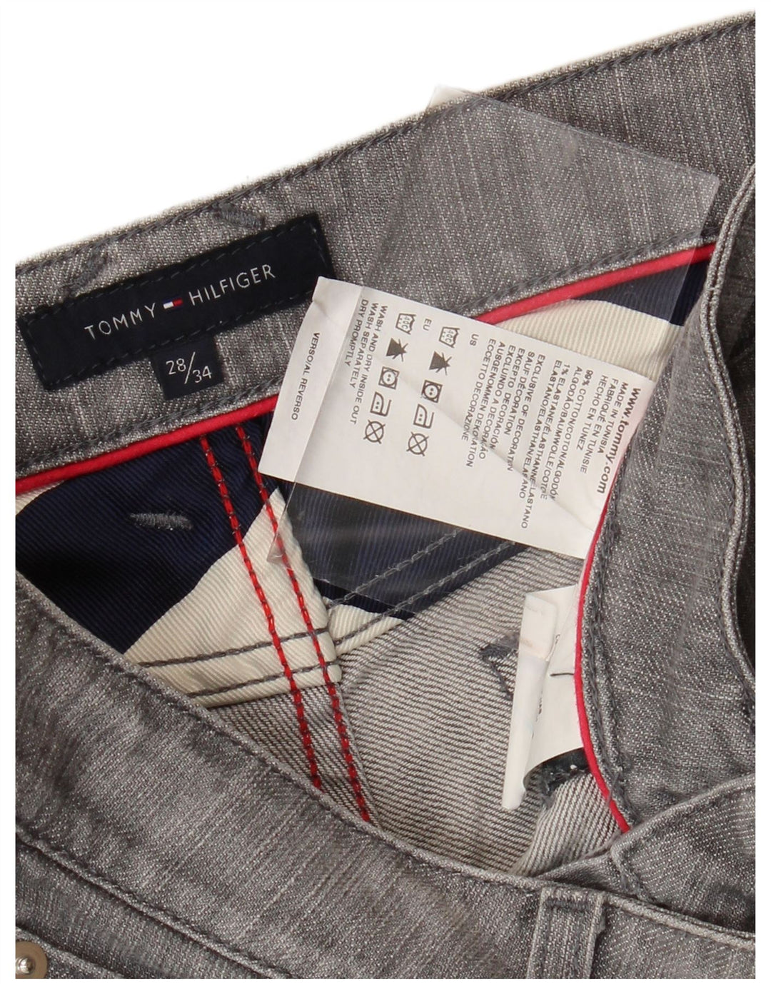 TOMMY HILFIGER Womens Straight Jeans W28 L30 Grey Cotton