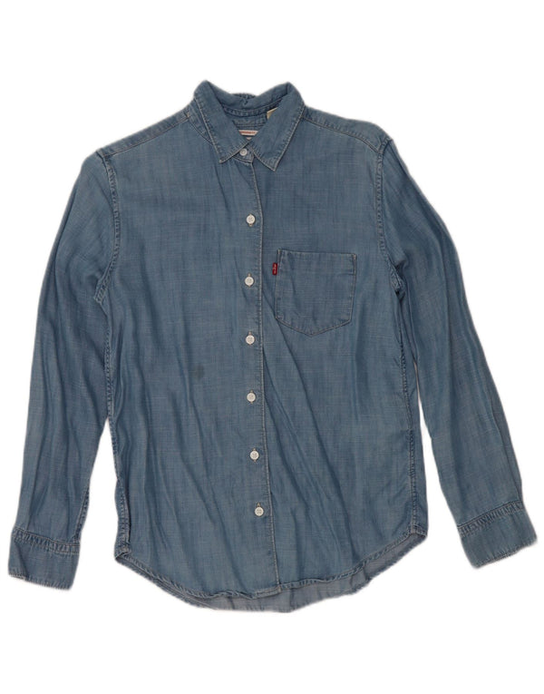 Levi's Womens Boyfriend Fit Denim Shirt UK 2 2XS Blue Lyocell