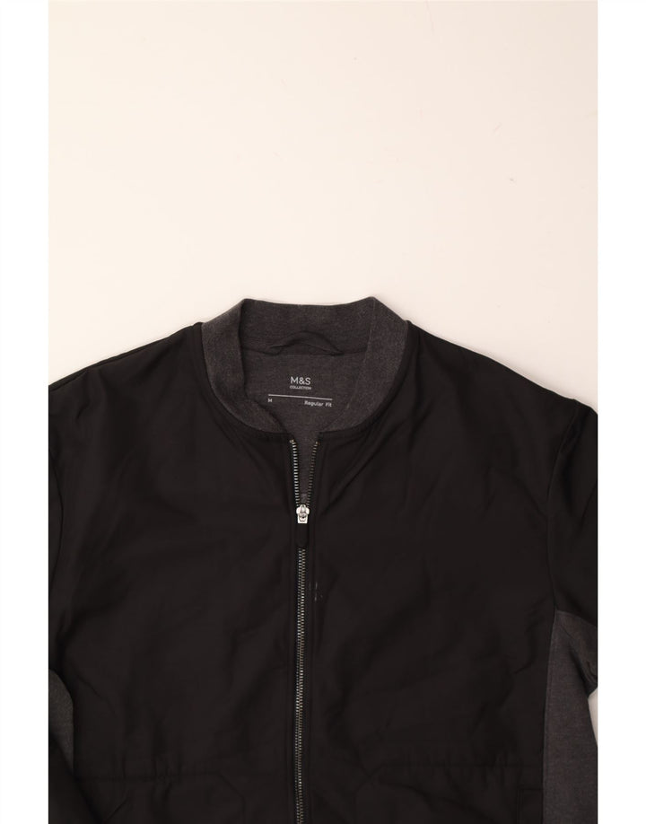 MARKS & SPENCER Mens Tracksuit Top Jacket Medium Black Colourblock Vintage Marks & Spencer and Second-Hand Marks & Spencer from Messina Hembry 