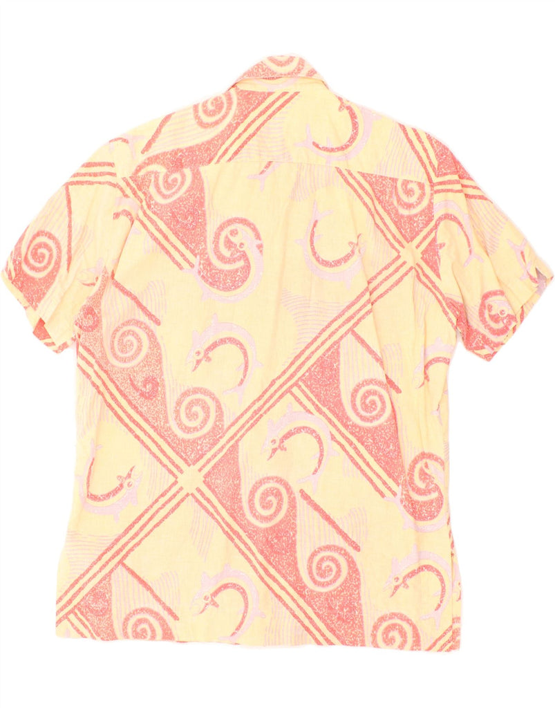 PICKWICK Mens Abstract Pattern Short Sleeve Shirt XL Yellow Cotton Vintage Pickwick and Second-Hand Pickwick from Messina Hembry 