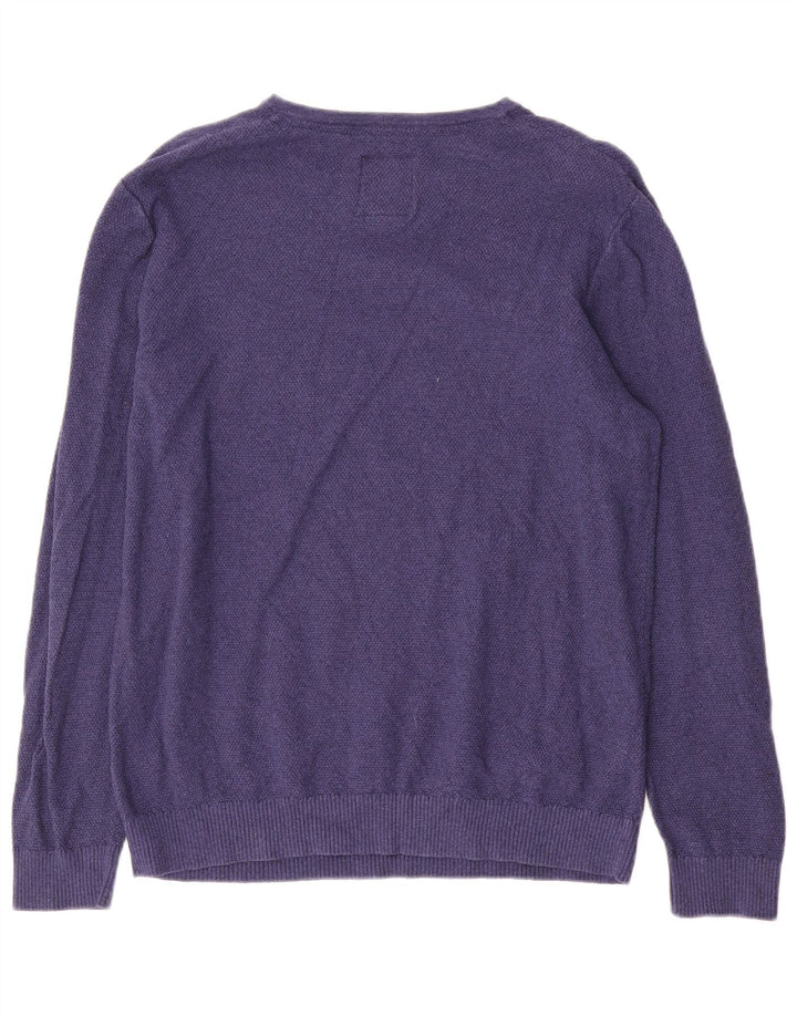 Fat Face Mens V-Neck Jumper Sweater Medium Blue Cotton