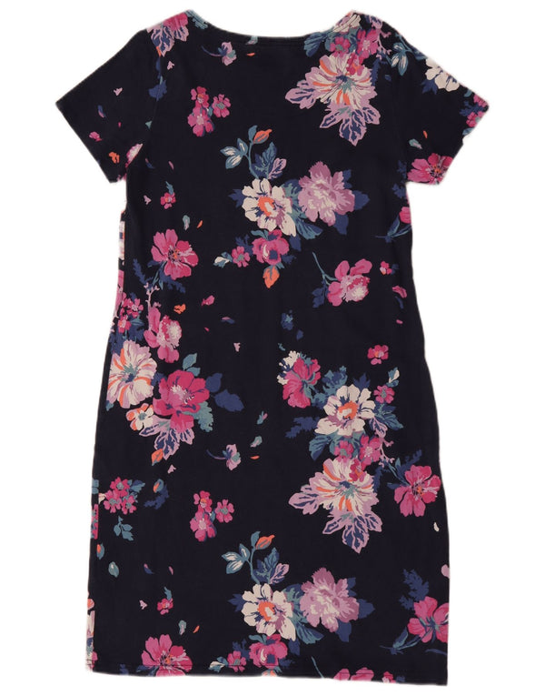 Joules Womens T-Shirt Dress UK 16 Large Navy Blue Floral Cotton