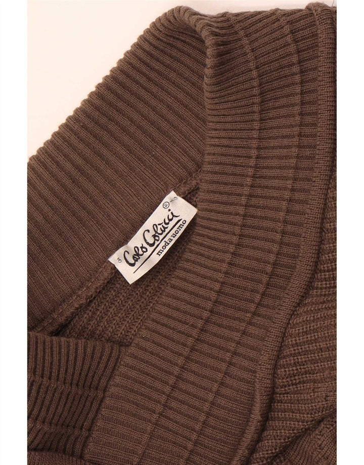 Carlo Colucci Mens V-Neck Jumper Sweater XL Brown
