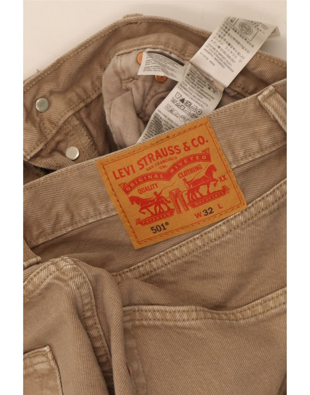 Levi's Mens 501 Denim Shorts W32 Medium Beige Cotton