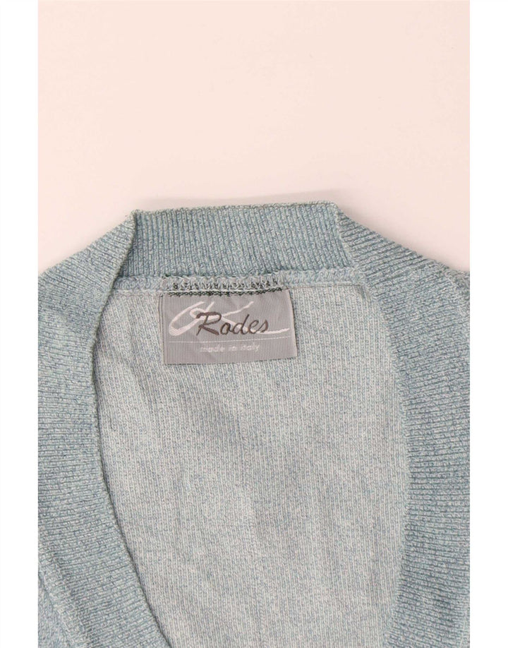Rodes Mens Cardigan Sweater Large Blue Check Acrylic