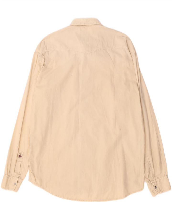 VINTAGE Mens Shirt XL Beige Cotton