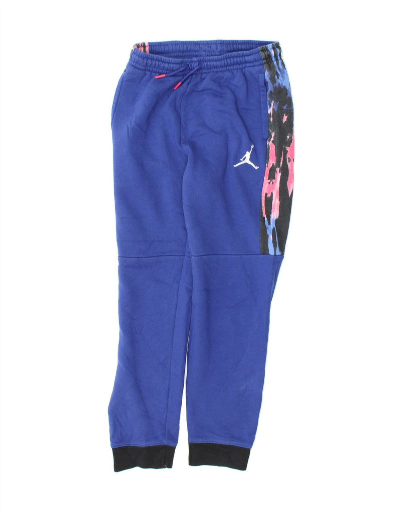 JORDAN Boys Tracksuit Trousers Joggers 13-14 Years XL Blue Colourblock Vintage Jordan and Second-Hand Jordan from Messina Hembry 