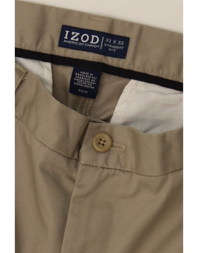 IZOD Mens Straight Chino Trousers W33 L32 Beige Cotton Vintage Izod and Second-Hand Izod from Messina Hembry 