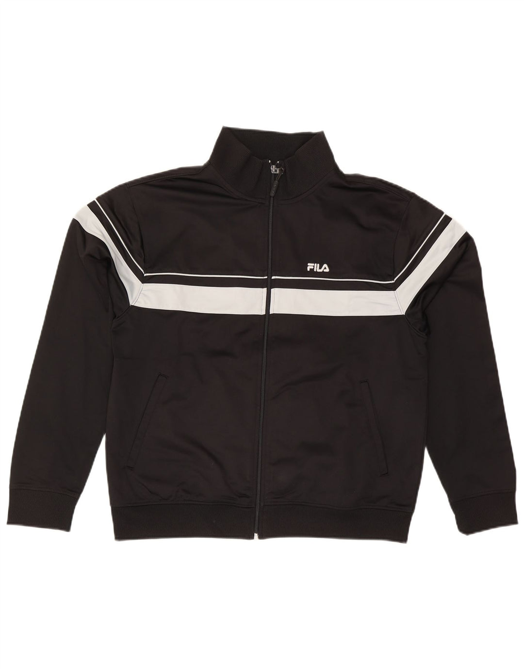 Fila Mens Tracksuit Top Jacket Large Black Colourblock Polyester