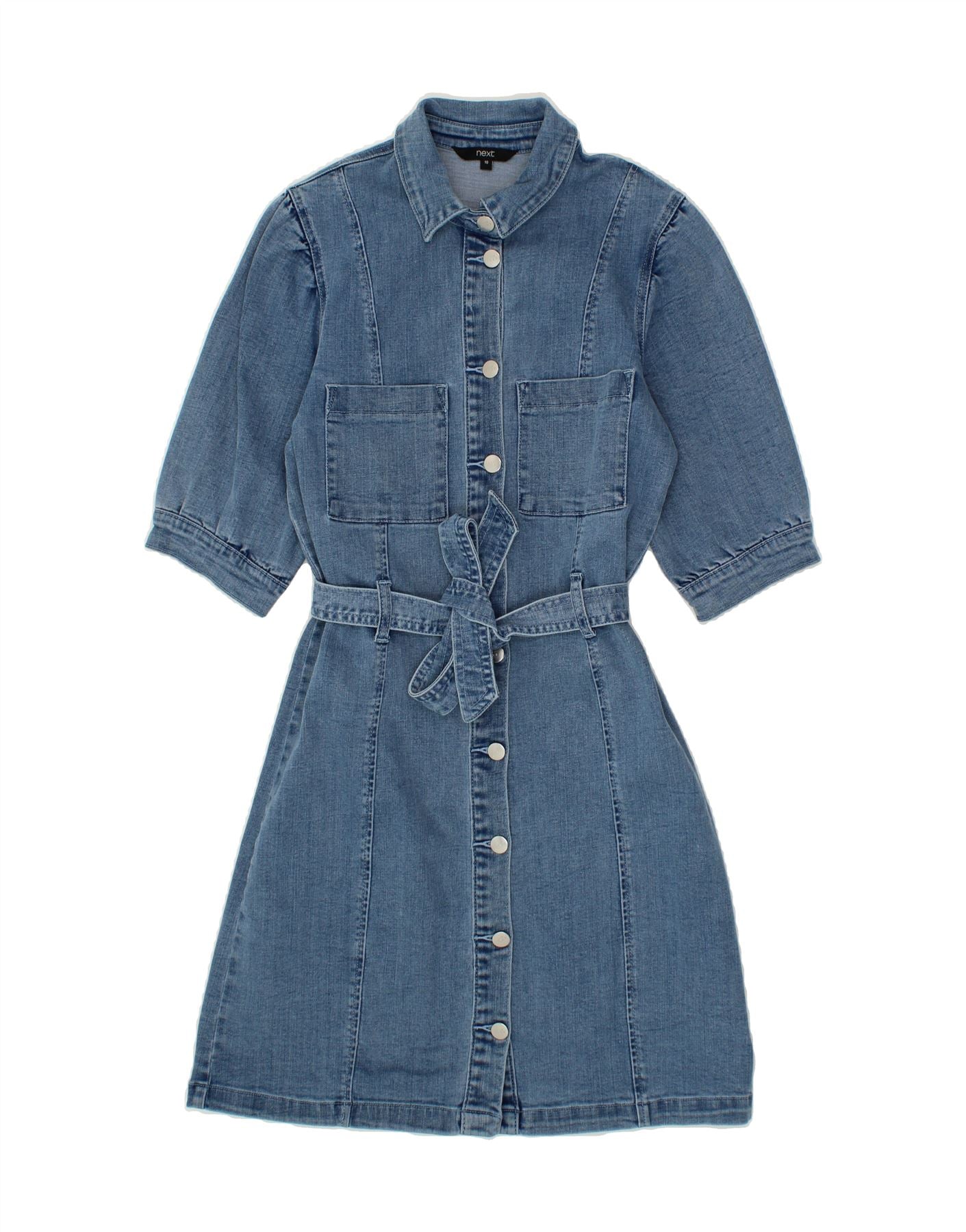 NEXT Womens Denim Dress UK 10 Small Blue Tencel Vintage Second