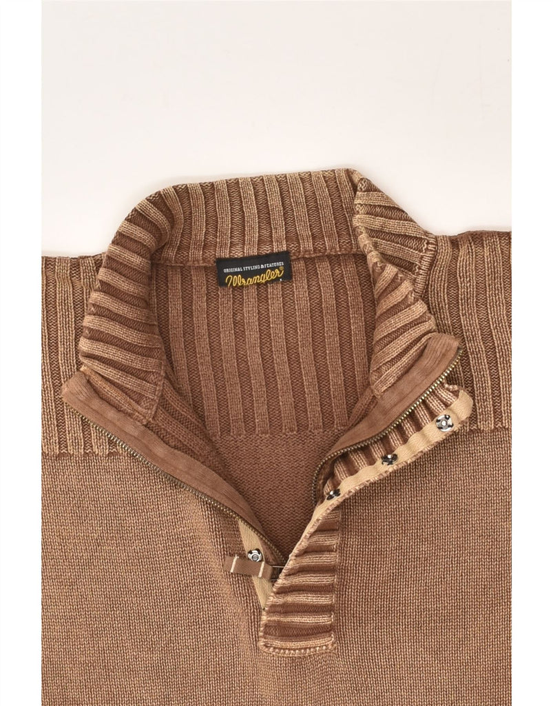 WRANGLER Mens Zip Neck Jumper Sweater Large Brown Cotton | Vintage Wrangler | Thrift | Second-Hand Wrangler | Used Clothing | Messina Hembry 