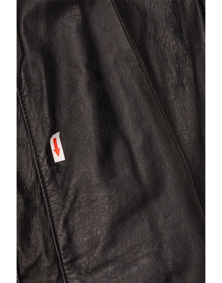 Vintage Womens Leather Coat UK 14 Large Black