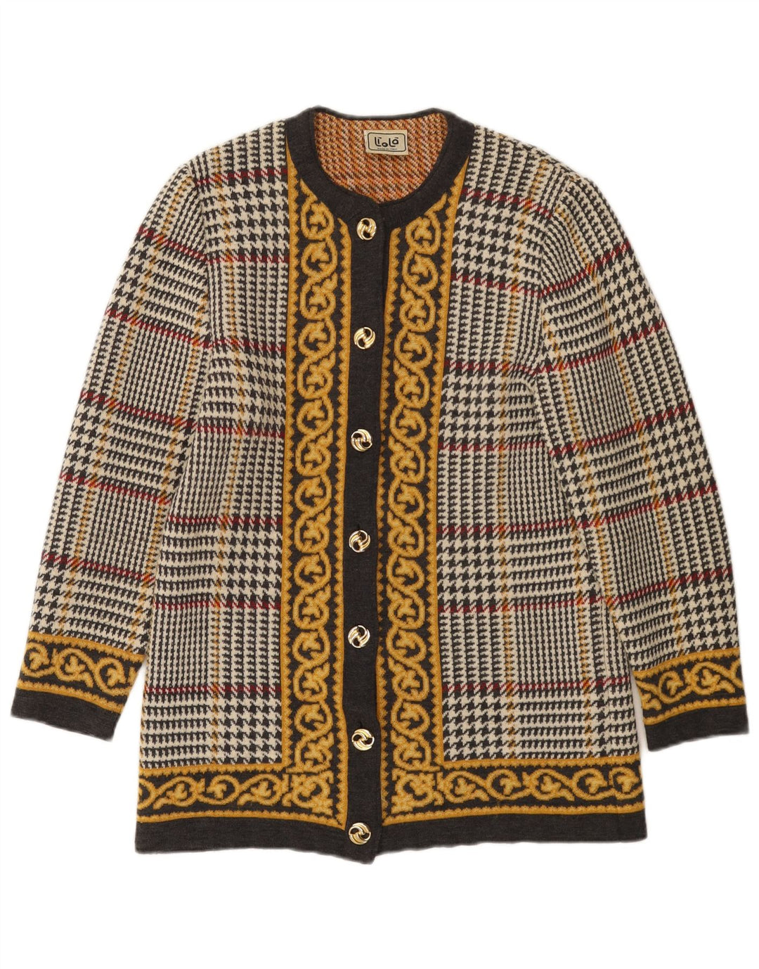 Liola Womens Cardigan Sweater UK 12 Medium Multicoloured Houndstooth Wool