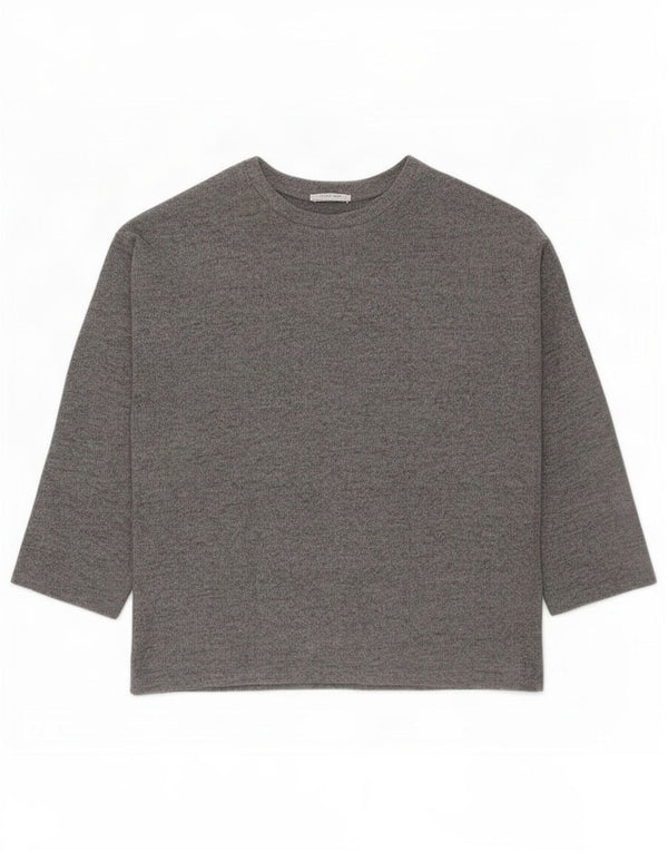 Zara Womens Trafaluc Loose Fit Top 3/4 Sleeve UK 14 Medium Grey Flecked