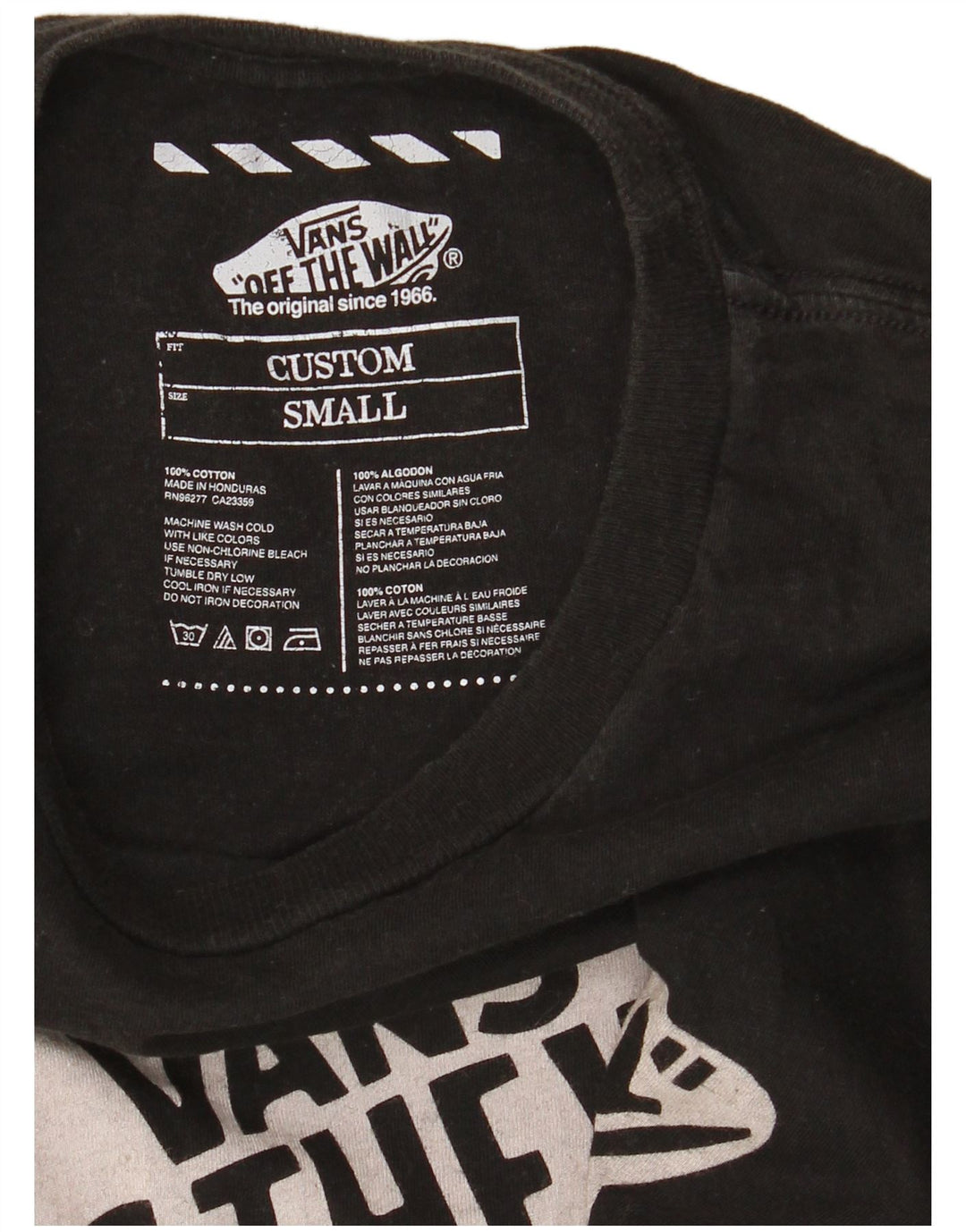 Vans Mens Custom Fit Graphic T-Shirt Top Small Black Cotton
