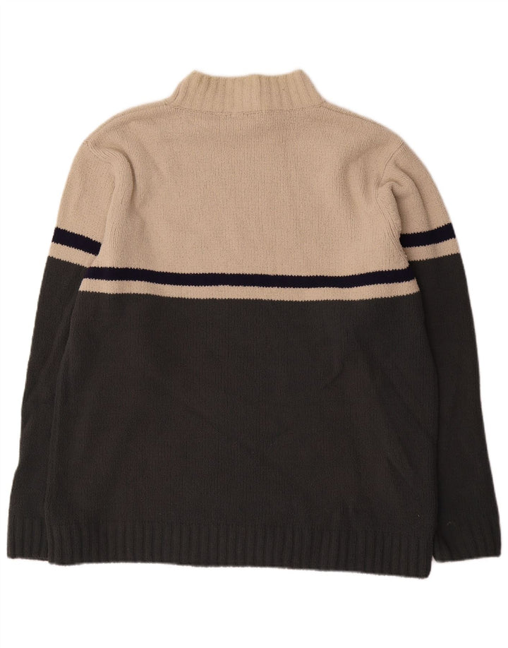 Marks & Spencer Mens Turtle Neck Jumper Sweater Large Off White Colourblock