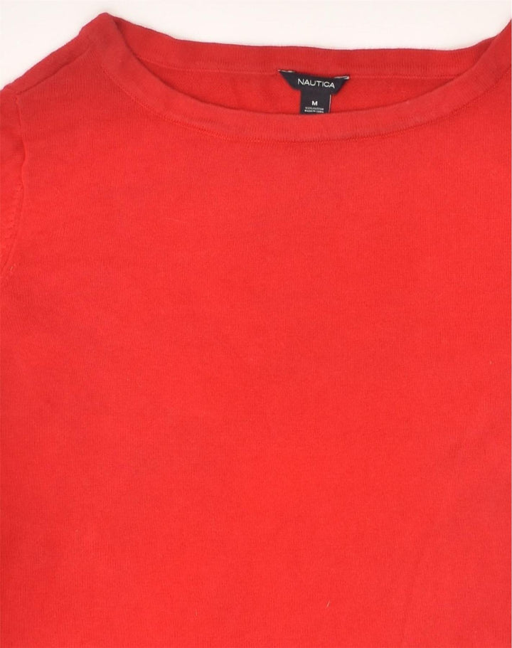 NAUTICA Womens Boat Neck Jumper Sweater UK 14 Medium Red Cotton | Vintage Nautica | Thrift | Second-Hand Nautica | Used Clothing | Messina Hembry 