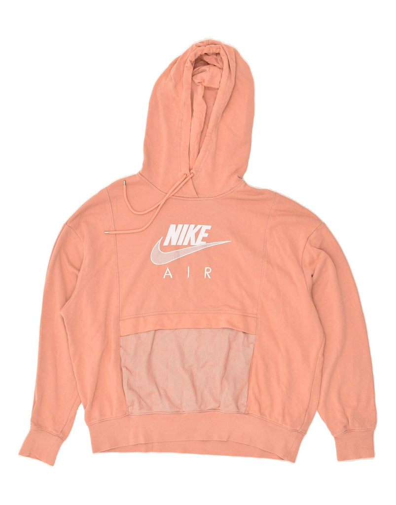 NIKE Womens Oversized Graphic Hoodie Jumper UK 14 Medium Pink Cotton | Vintage Nike | Thrift | Second-Hand Nike | Used Clothing | Messina Hembry 