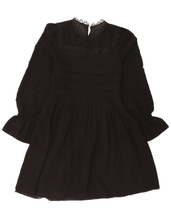 Ted Baker Womens Long Sleeve A-Line Dress Size 2 Small Black Polyester