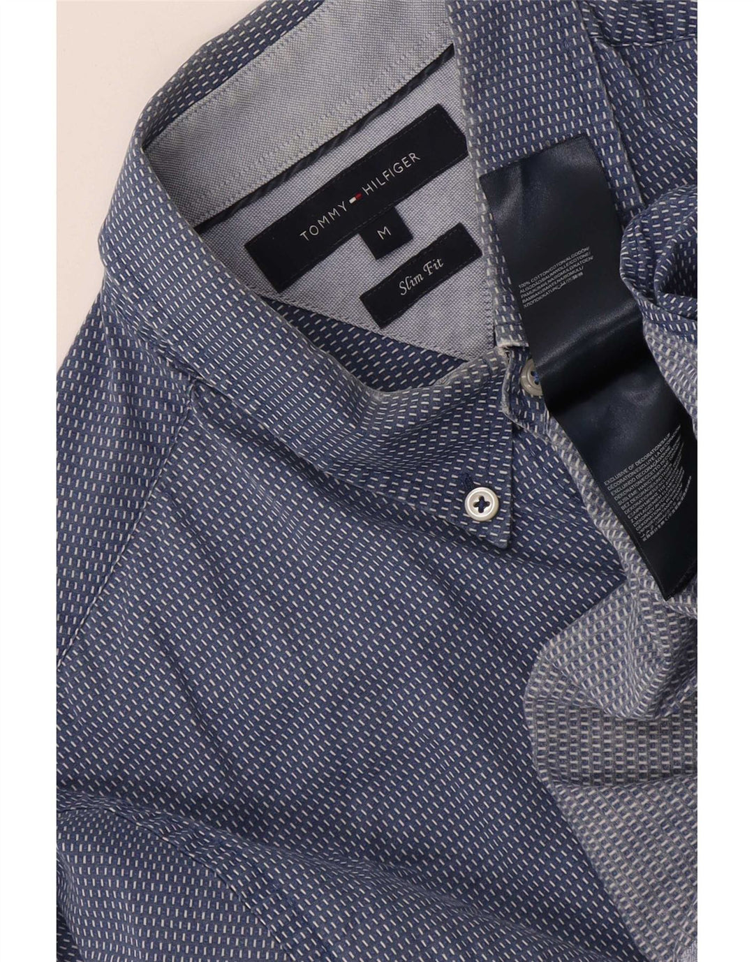 Tommy Hilfiger Mens Slim Fit Shirt Medium Blue Spotted Cotton
