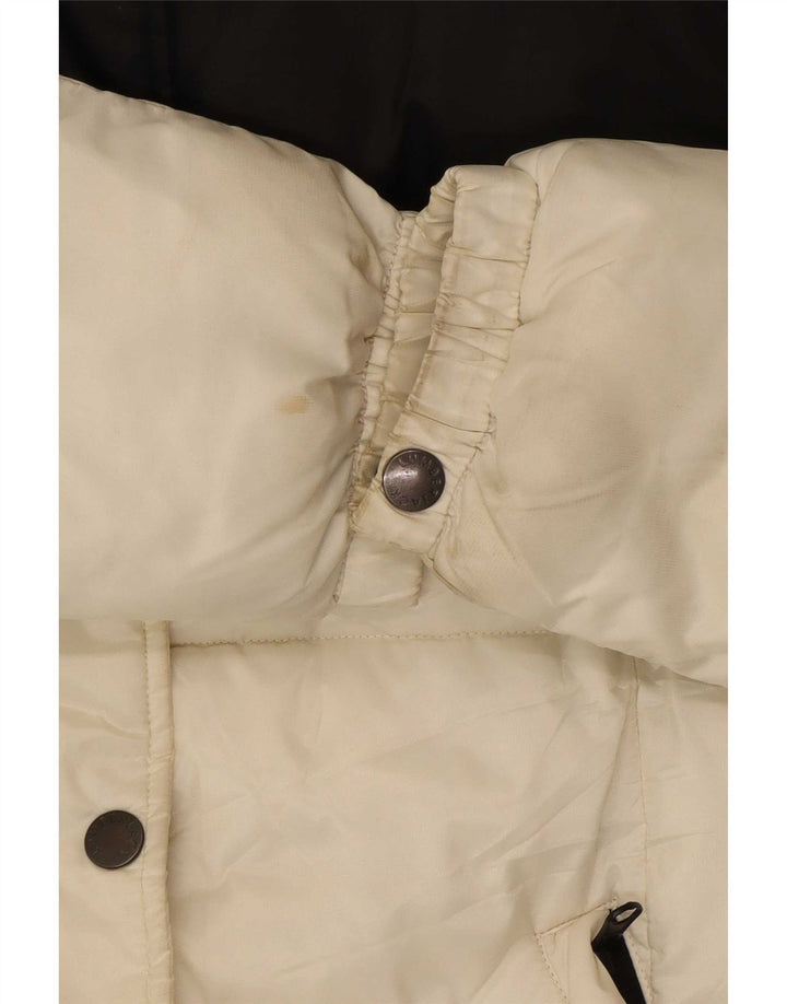 Lumberjack Womens Hooded Padded Jacket IT 42 Medium White Colourblock