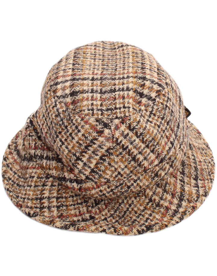 Vintage Mens Bucket Hat Large Beige Houndstooth Classic