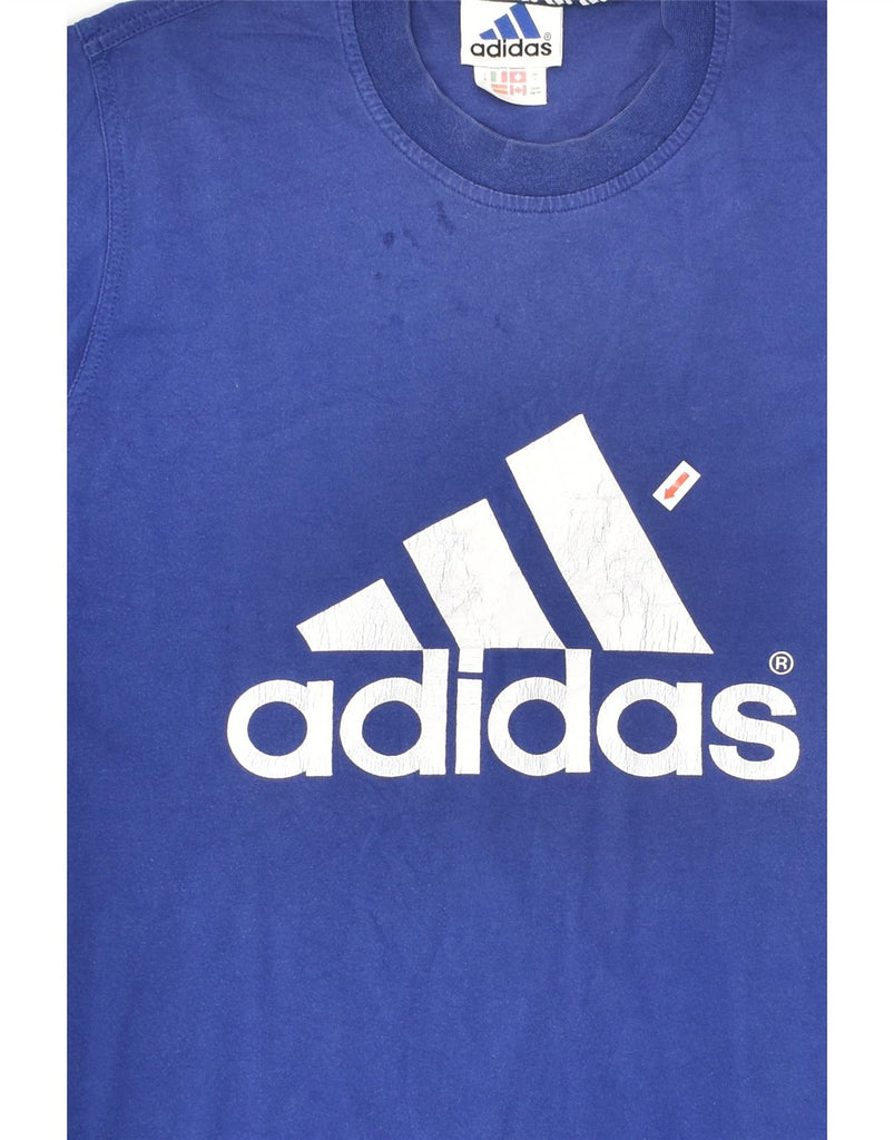 ADIDAS Mens Graphic T-Shirt Top UK 32/34 XS Blue Cotton Vintage Adidas and Second-Hand Adidas from Messina Hembry 