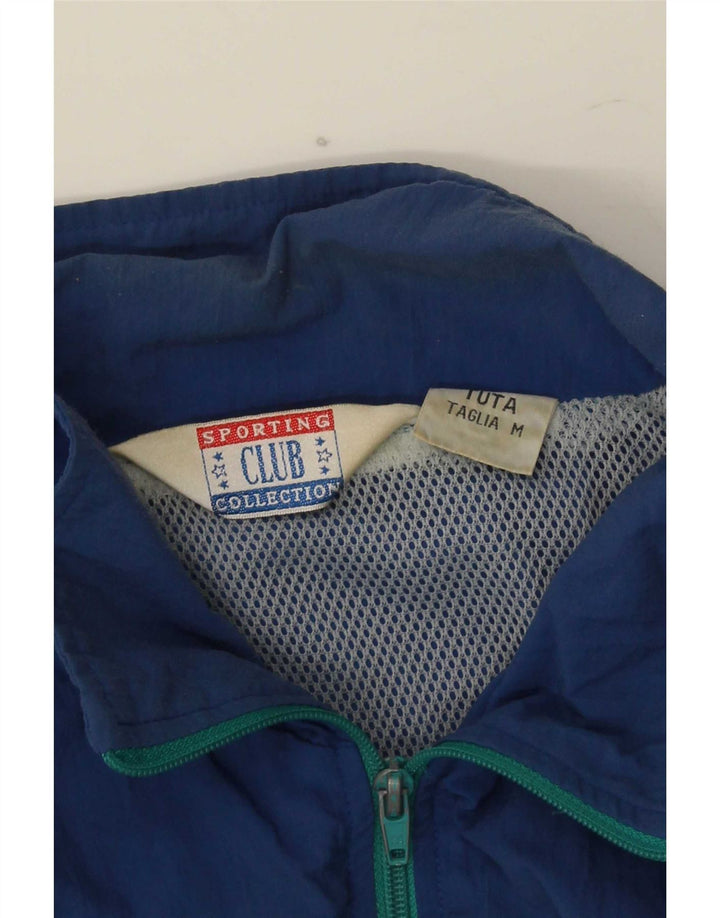 Club Mens Loose Fit Tracksuit Top Jacket Medium Blue Colourblock