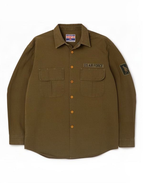Wampum Mens Shirt XL Khaki Cotton
