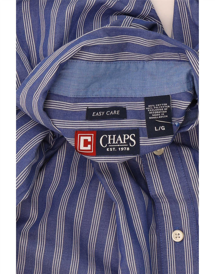 Chaps Mens Shirt Large Blue Striped Cotton