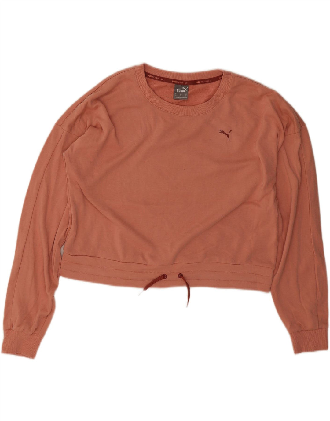 Puma Womens Crop Oversized Sweatshirt Jumper UK 14 Medium Orange Polyester