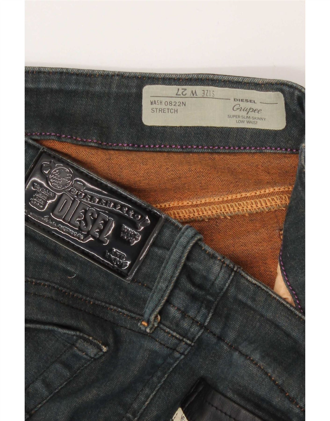 Diesel Womens Grupee Denim Shorts W27 Small Navy Blue Cotton